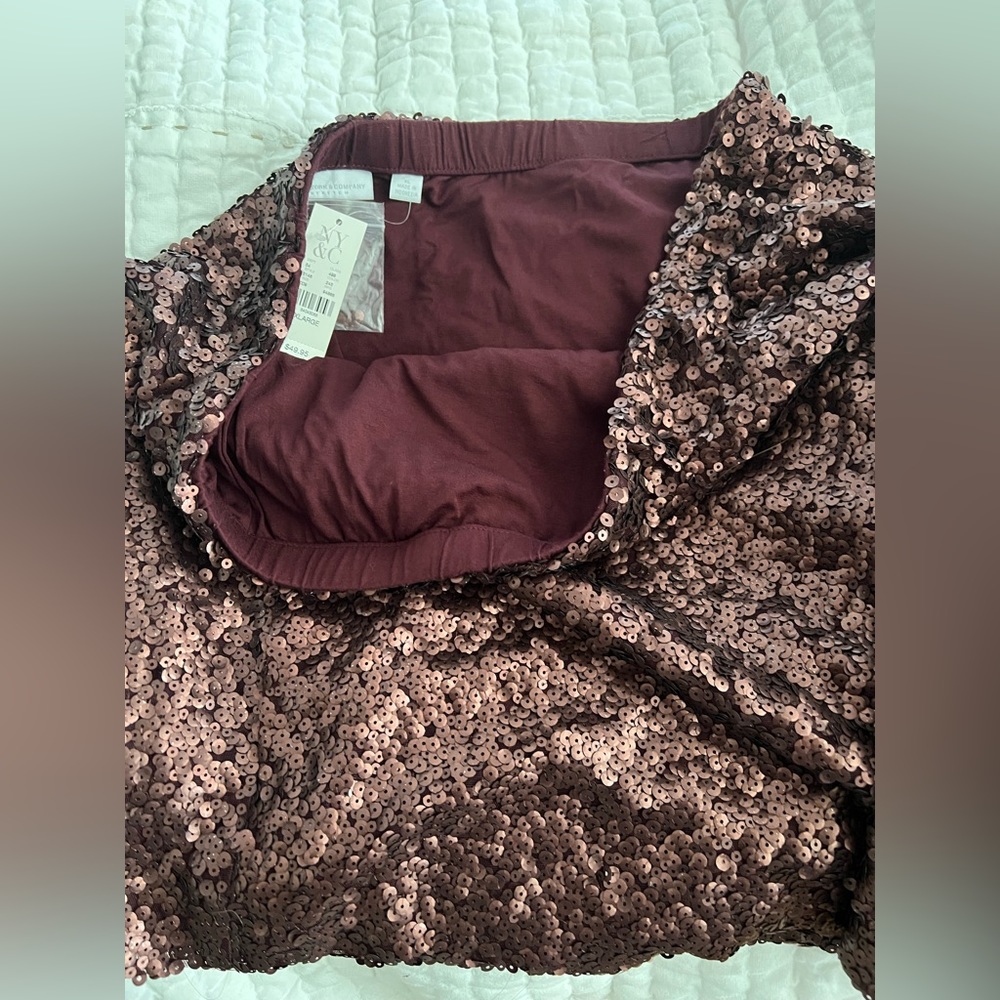 NY & Co sequin skirt brown